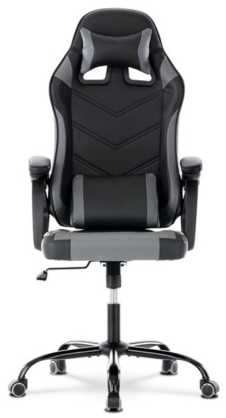 Herné kreslo GEAR — ekokoža, čierna / sivá