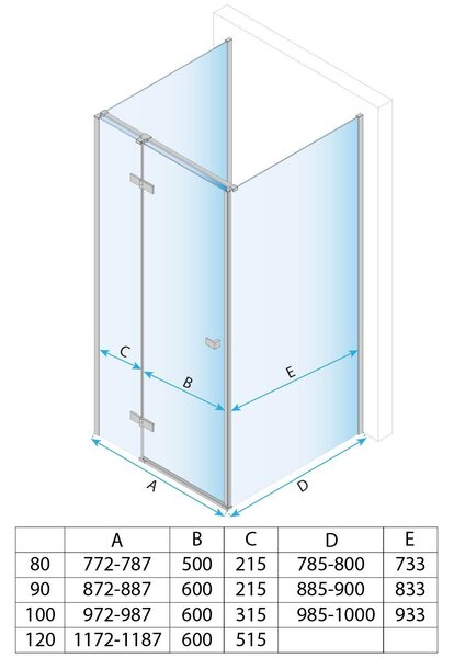 3-stenný štvorcový sprchový kút REA ATLAS ĽAVÝ 80/dvere x 80/zástena cm, zlatá kartáčovaná/transparent - bez vaničky