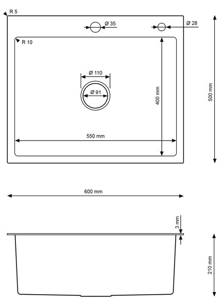 Erga HD, 1-komorový oceľový drez 600x500x210 mm, ružové zlato, ERG-MLS-HD6050Z