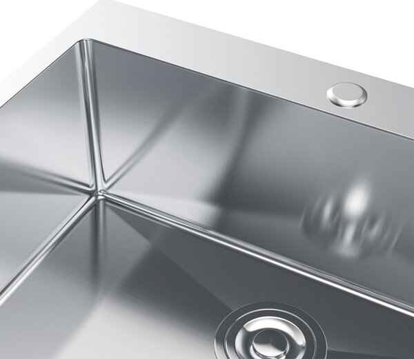 Erga HD, 1-komorový oceľový drez 600x500x210 mm, oceľová, ERG-MLS-HD6050
