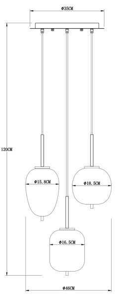 GLOBO BLACKY I 15345-3MM Závesné svietidlo