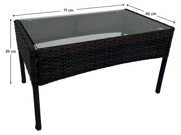 KONDELA Záhradný 4-dielny ratanový set, hnedočierna/béžová, RATANA 2 NEW