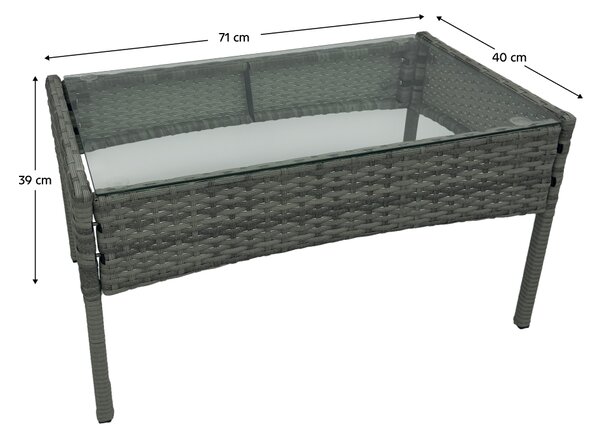 KONDELA Záhradný 4-dielny ratanový set, sivá, RATANA 2 NEW
