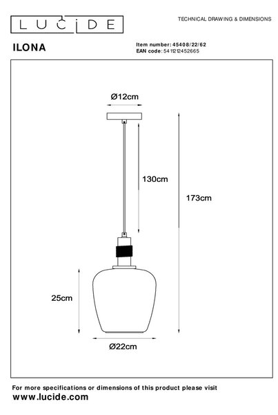 Lucide L454082262 závesné stropné svietidlo ILONA E27