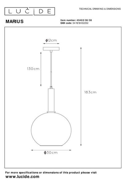 Lucide L454023030 závesné stropné svietidlo MARIUS E27