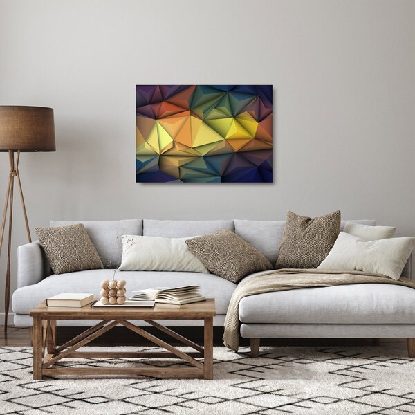 Sklenený obraz - Polygonálna 3D abstrakcia (70x50 cm)