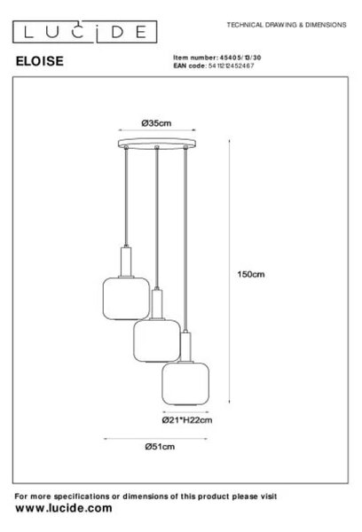 Lucide L454051330 závesné stropné svietidlo ELOISE E27