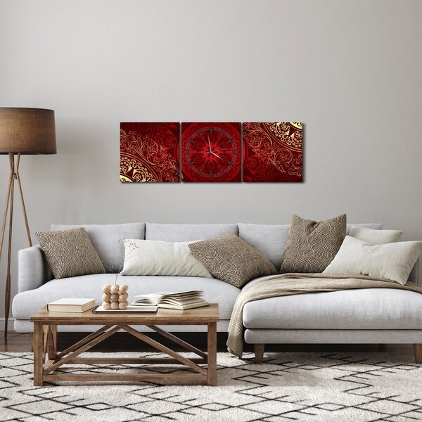 Obraz - Zlaté mandaly (s hodinami) (90x30 cm)