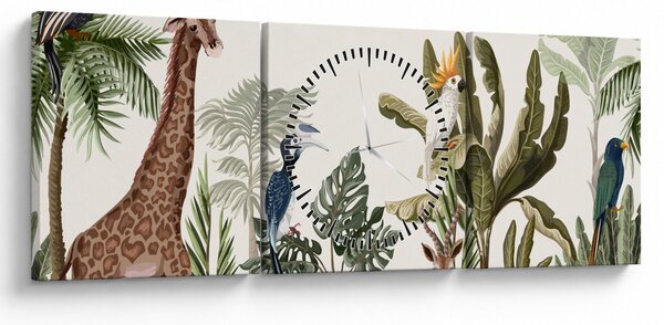 Obraz - Obyvatelia Afriky (s hodinami) (90x30 cm)