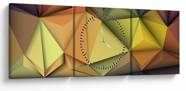Obraz - Polygonálna 3D abstrakcia (s hodinami) (90x30 cm)