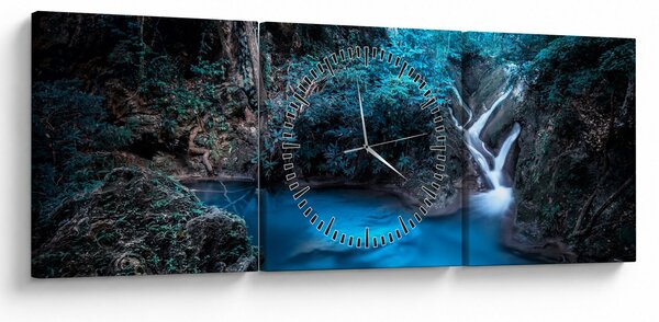 Obraz - Magická noc v tropickom lese (s hodinami) (90x30 cm)