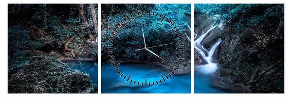 Obraz - Magická noc v tropickom lese (s hodinami) (90x30 cm)