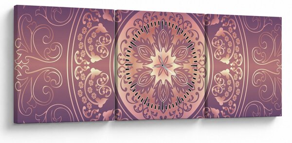 Obraz - Mandala na fialovom gradiente (s hodinami) (90x30 cm)