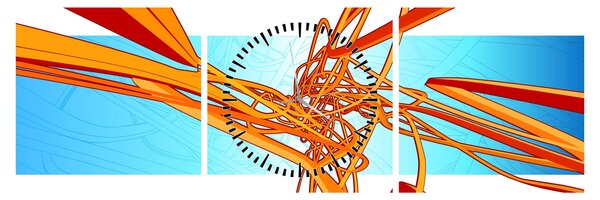 Obraz - Prepletené čiary, abstrakcie (s hodinami) (90x30 cm)