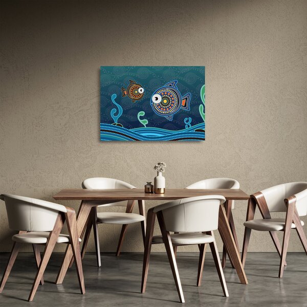 Sklenený obraz - Maľované rybičky (70x50 cm)