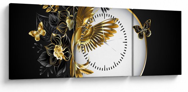 Obraz - Guľa so zlatými motívmi (s hodinami) (90x30 cm)