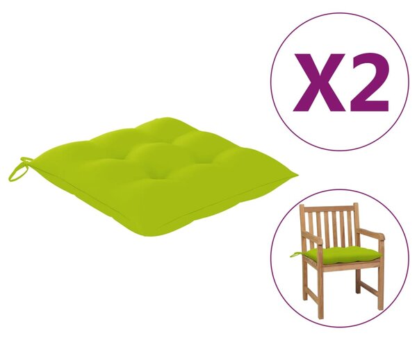 Podložky na stoličku 2 ks, jasnozelené 50x50x7 cm, látka