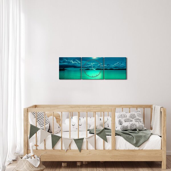 Obraz - Spln nad hladinou (s hodinami) (90x30 cm)