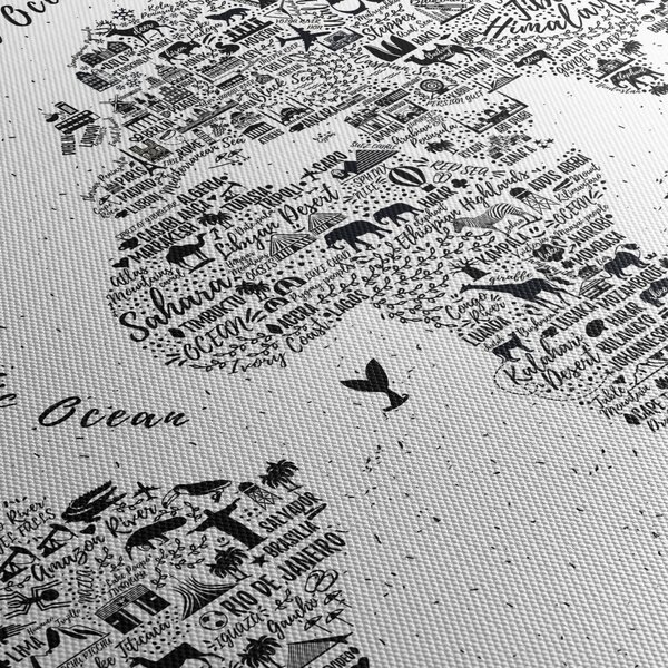 Obraz - Mapa z piktogramov (s hodinami) (90x30 cm)