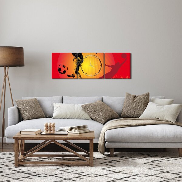 Obraz - Futbal (s hodinami) (90x30 cm)