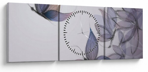 Obraz - Kreslené motýle (s hodinami) (90x30 cm)