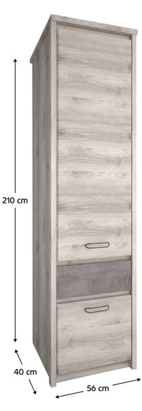 KONDELA Regál 2D1S, gaštan nairobi/onyx, JESI NEW