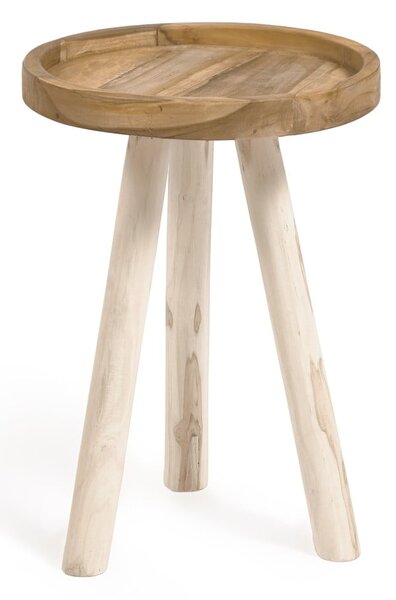 Okrúhly odkladací stolík z tíkového dreva ø 35 cm Glenda – Kave Home