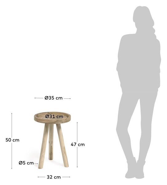 Okrúhly odkladací stolík z tíkového dreva ø 35 cm Glenda – Kave Home