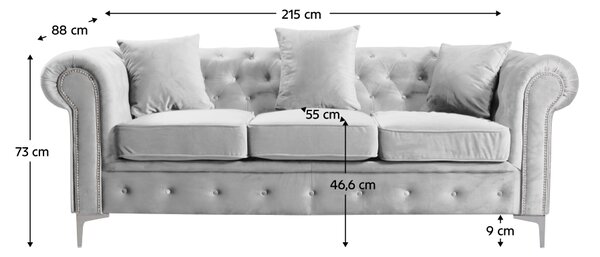 KONDELA Luxusný rozkladací 3-sed, sivá Velvet látka, ROMANO