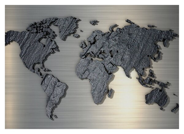 Sklenený obraz - Mapa sveta v kamennej textúre (70x50 cm)