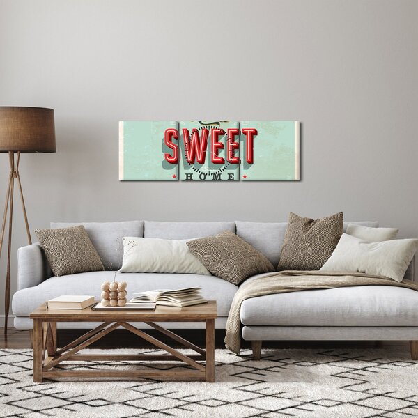 Obraz - Home sweet home (s hodinami) (90x30 cm)