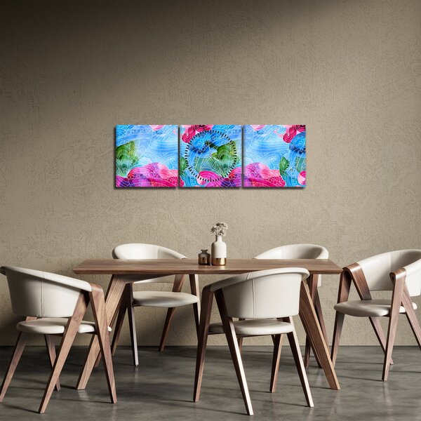 Obraz - Farebné vlny (s hodinami) (90x30 cm)