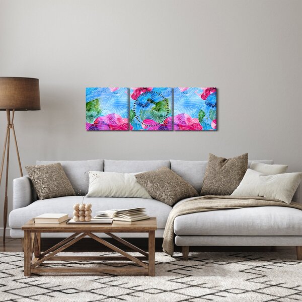 Obraz - Farebné vlny (s hodinami) (90x30 cm)