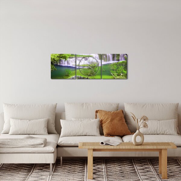 Obrázok - Vodopády Huay Mae Khamin, Kanchanaburi, Thajsko (s hodinami) (90x30 cm)
