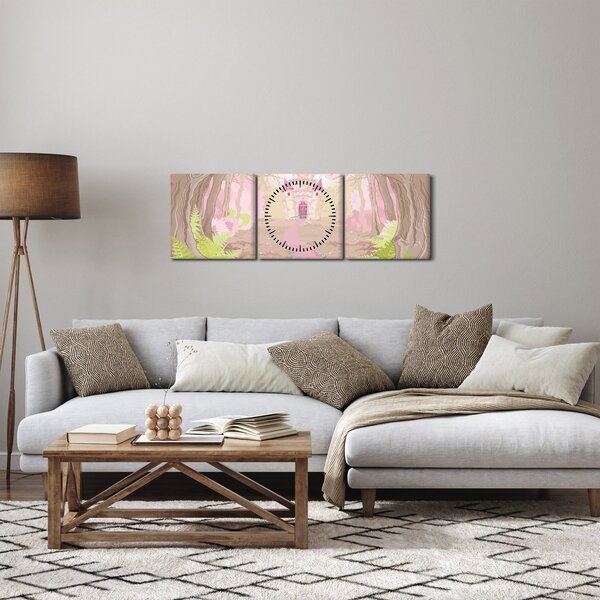 Obraz - Cesta do ružového kráľovstva (s hodinami) (90x30 cm)