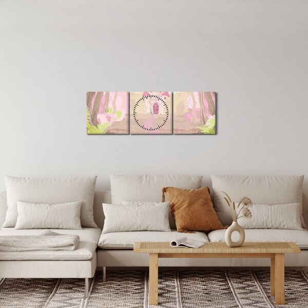 Obraz - Cesta do ružového kráľovstva (s hodinami) (90x30 cm)