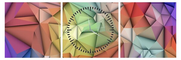 Obraz - Polygonálna abstrakcia (s hodinami) (90x30 cm)
