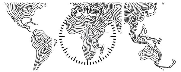 Obraz - Mapa v líniách (s hodinami) (90x30 cm)