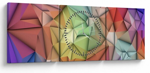 Obraz - Polygonálna abstrakcia (s hodinami) (90x30 cm)