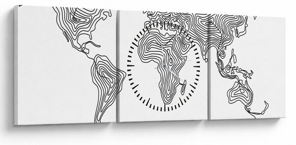 Obraz - Mapa v líniách (s hodinami) (90x30 cm)
