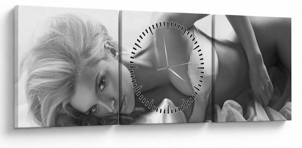 Obraz - Čiernobiele boudoir (s hodinami) (90x30 cm)