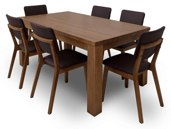 Korund skladací stôl z masívneho dubového dreva rustikálny lak (vrchná časť 4 cm) - 1400x900x40 mm