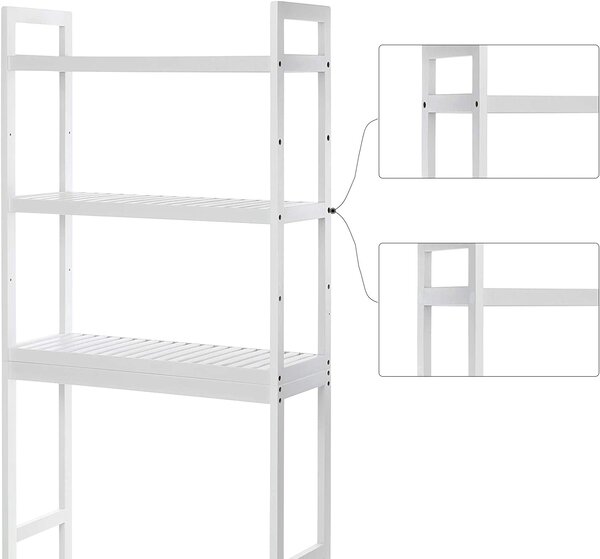 Biely kúpeľňový regál TALLO nad práčku a toaletu
