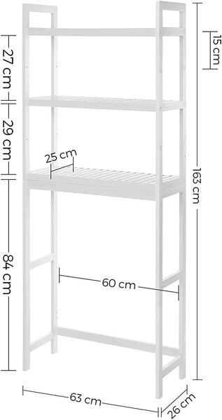 Biely kúpeľňový regál TALLO nad práčku a toaletu