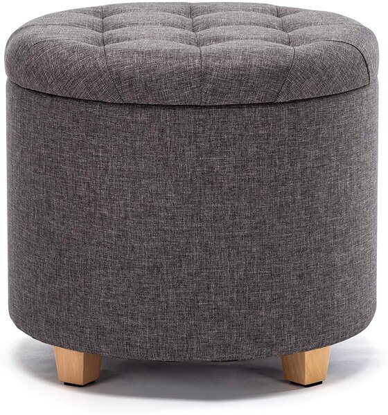 Stolička 45 cm okrúhle čalúnené sedadlo HNNHOME / stolička / sivá