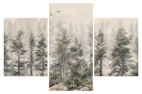 Obraz - Borovicový les I., aquarel (90x60 cm)
