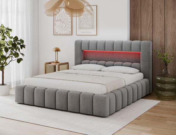 NovýNábytok.sk Manželská posteľ 180x200 cm Parecidas (sivá) (s úl. priestorom, s roštom). Akcia -11%. Vlastná spoľahlivá doprava až k Vám domov. 1162974