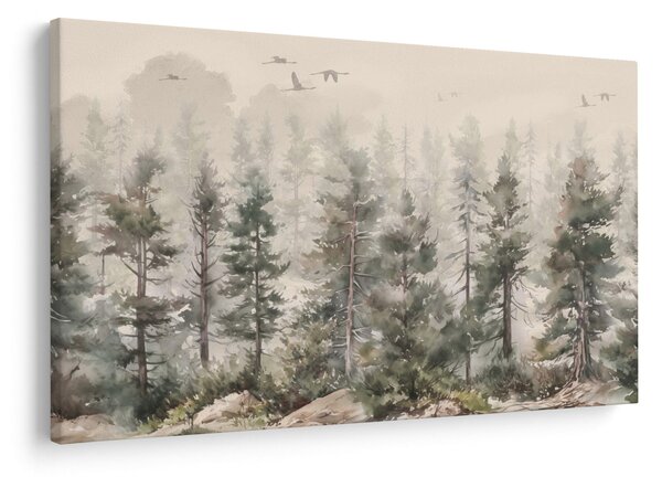 Obraz - Borovicový les I., aquarel (90x60 cm)
