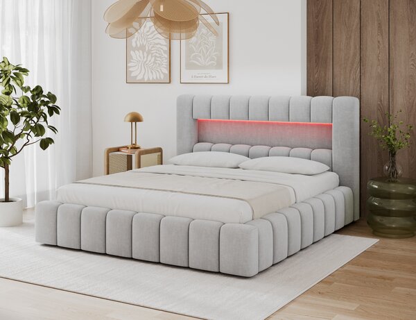 NovýNábytok.sk Manželská posteľ 180x200 cm Parecidas (sivá) (s úl. priestorom, s roštom). Akcia -11%. Vlastná spoľahlivá doprava až k Vám domov. 1162973