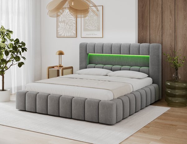 NovýNábytok.sk Manželská posteľ 180x200 cm Parecidas (sivá) (s úl. priestorom, s roštom). Akcia -11%. Vlastná spoľahlivá doprava až k Vám domov. 1162974